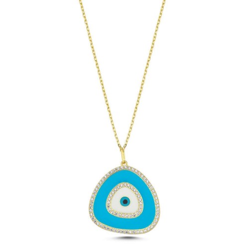 Jessy Blue Evil Eye Silver Women's Necklace - CNG Jewels