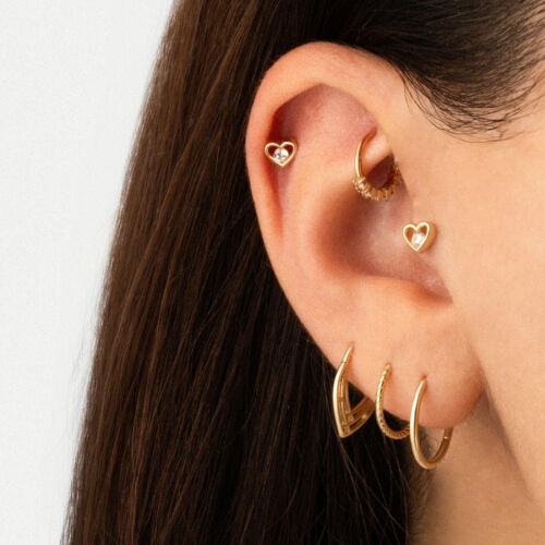Kalp Ortası Tektaş Altın Tragus Piercing - CNG Jewels (1)