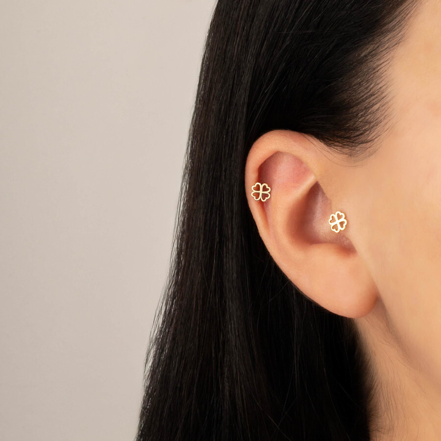 Heart Clover Gold Tragus Piercing - CNG Jewels (1)