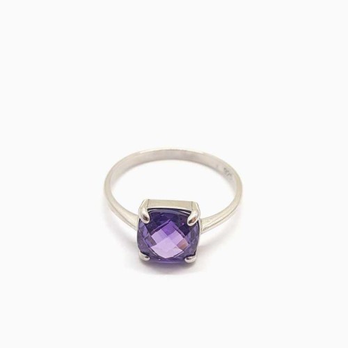 Kare Mor Taşlı Minimal Kadın Gümüş Yüzük - CNG Jewels