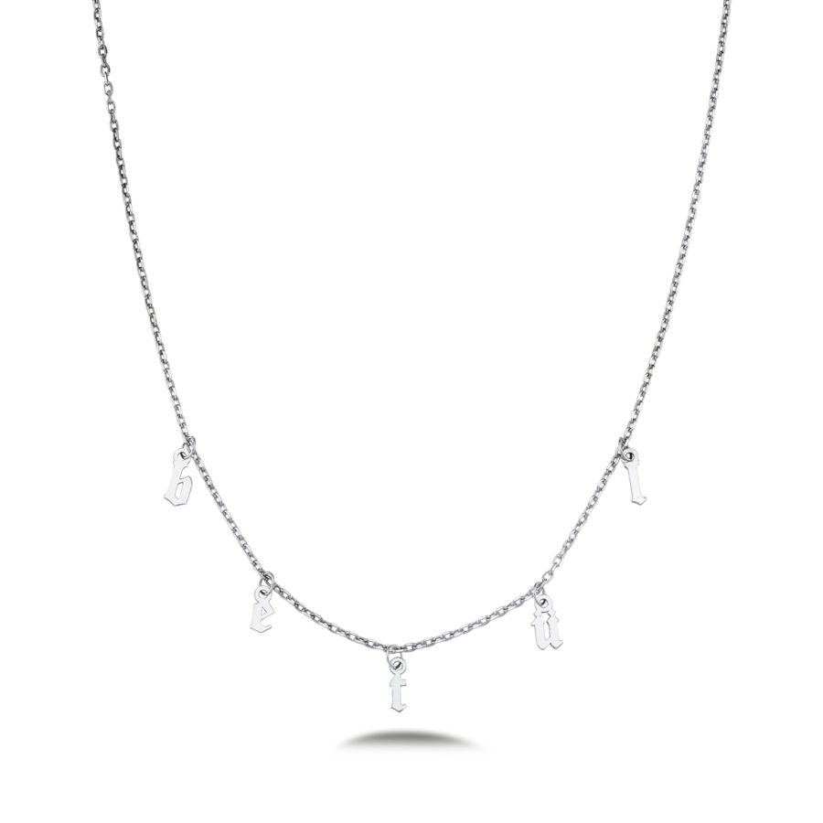Kişiye Özel Gotik Harfli Gümüş İsim Kolye - CNG Jewels