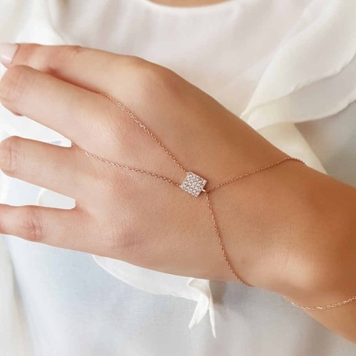 Small Multi-Stone Square Silver Shahmaran Bracelet - CNG Jewels