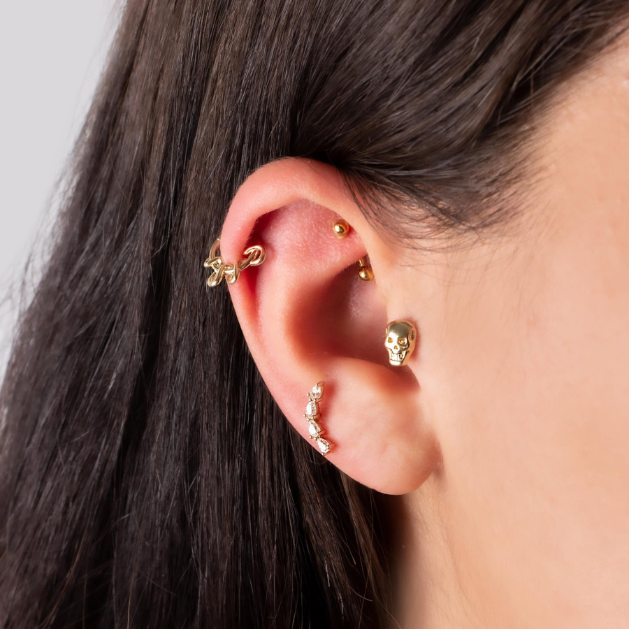 Skull Gold Tragus Piercing - CNG Jewels (1)