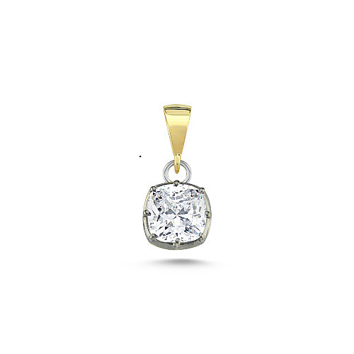 Kuşin Kare Taşlı Gümüş Kolye Ucu - CNG Jewels