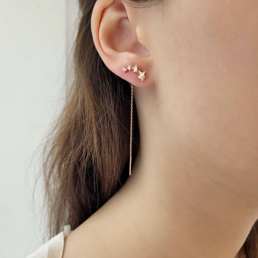 Kuyruklu Yıldız Zincir Rose Gümüş Kadın Küpe - CNG Jewels