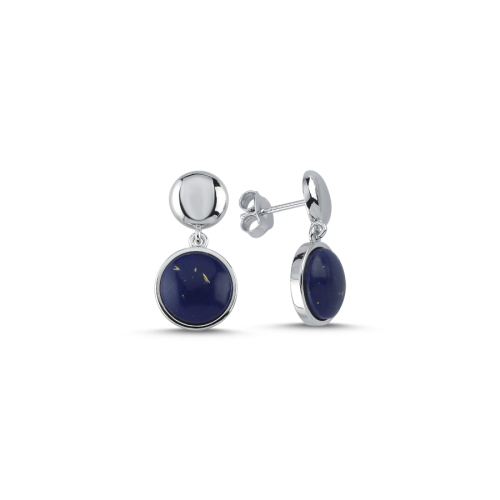 Lapis Lazuli Stone Women's Silver Earrings - CNG Jewels