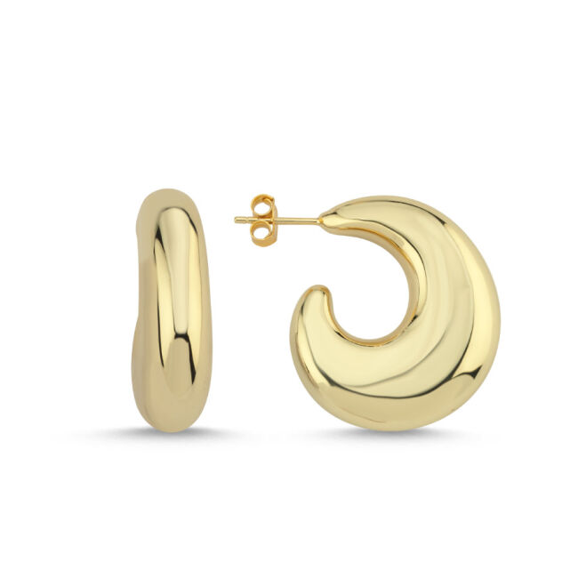 Lili Gold Kalın C Halka Gümüş Küpe - 1