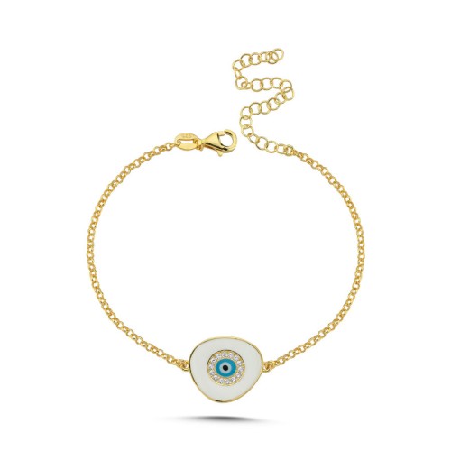 Lily Beyaz Göz Gümüş Kadın Bileklik - CNG Jewels