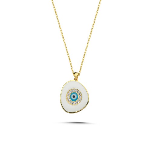 Lily Beyaz Göz Gümüş Kadın Kolye - CNG Jewels