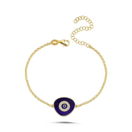Lily Lacivert Göz Gümüş Kadın Bileklik - CNG Jewels