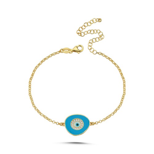 Lily Mavi Göz Gümüş Kadın Bileklik - CNG Jewels
