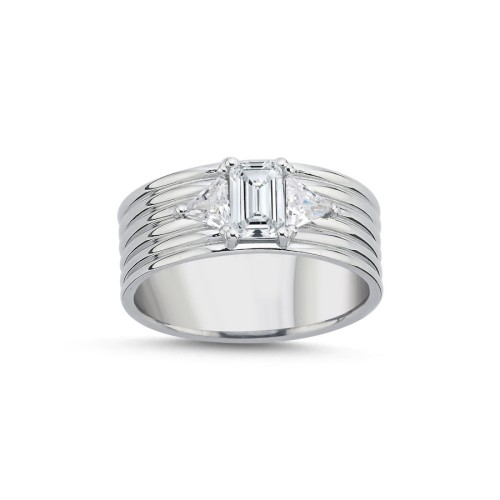 Line Baguette Silver Women's Ring - CNG Jewels