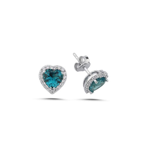 London Blue Kalp Tektaş Kadın Gümüş Küpe - CNG Jewels