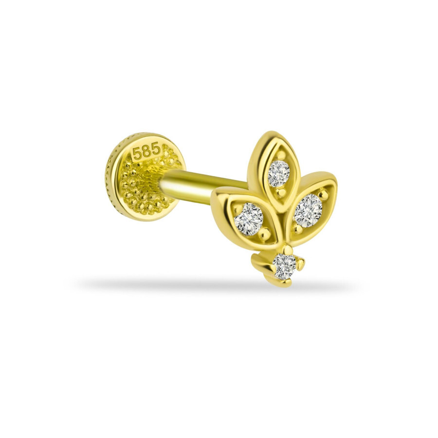 Lotus Flower Gold Tragus Piercing - CNG Jewels