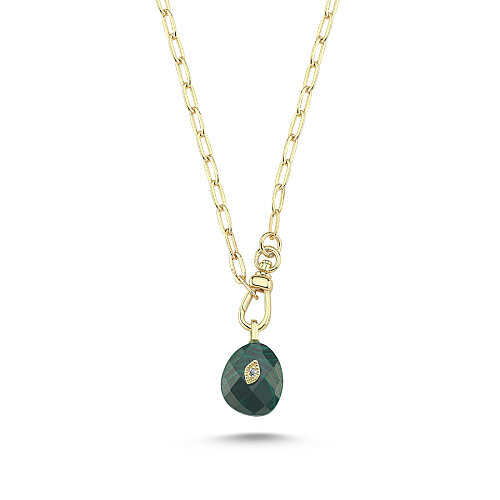 Malahit Taşlı Ataç Zincir Kolye - CNG Jewels