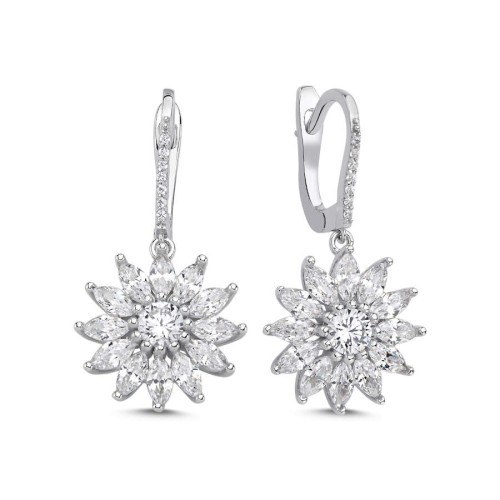 Marquise Sunflower Women's Silver Earrings - CNG Jewels