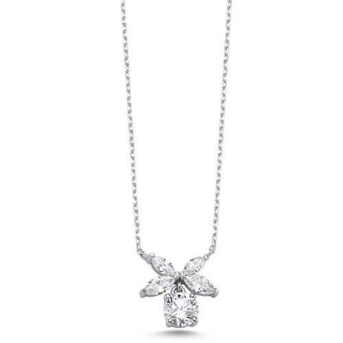 Markiz Roza Tektaş Sallantılı Gümüş Kadın Kolye - CNG Jewels