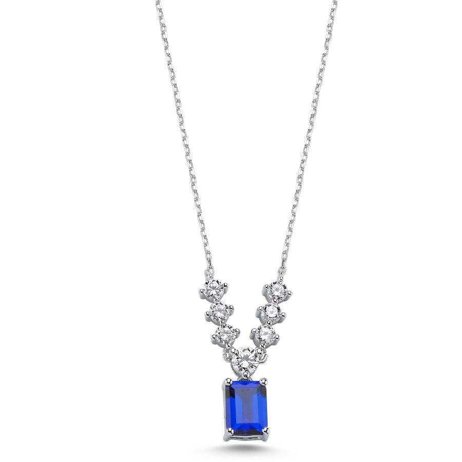 Mavi Baget Carmen Gümüş Kadın Kolye - CNG Jewels