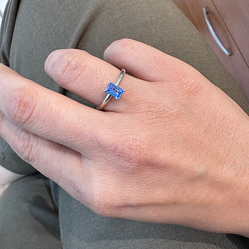 Mavi Baget Tektaş Kadın Gümüş Yüzük - CNG Jewels (1)