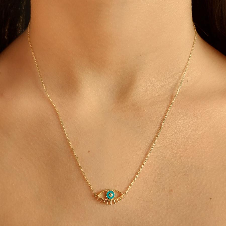 Blue Eyelash Women's Silver Necklace - CNG Jewels (1)
