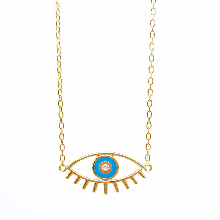 Blue Eyelash Women's Silver Necklace - CNG Jewels