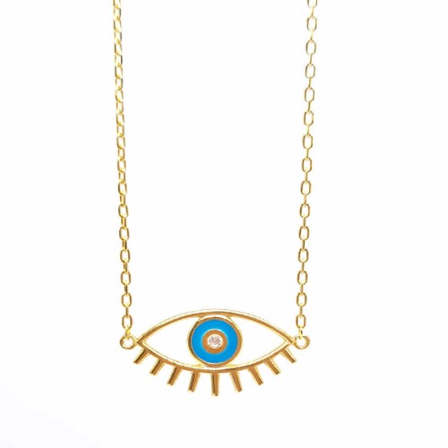 Blue Eyelash Women's Silver Necklace 