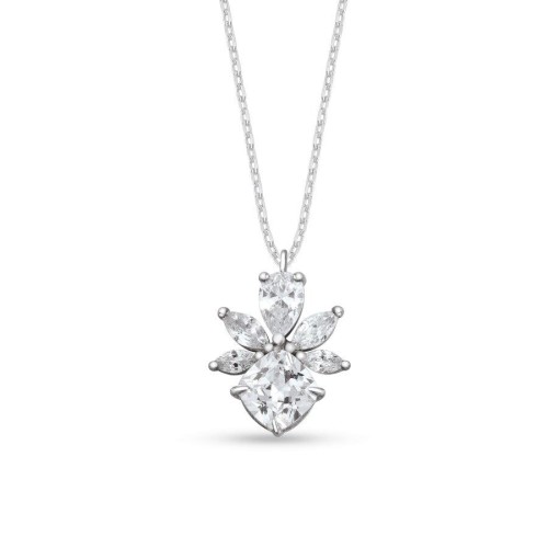 Merkür Damla Markiz Taşlı Gümüş Kadın Kolye - CNG Jewels