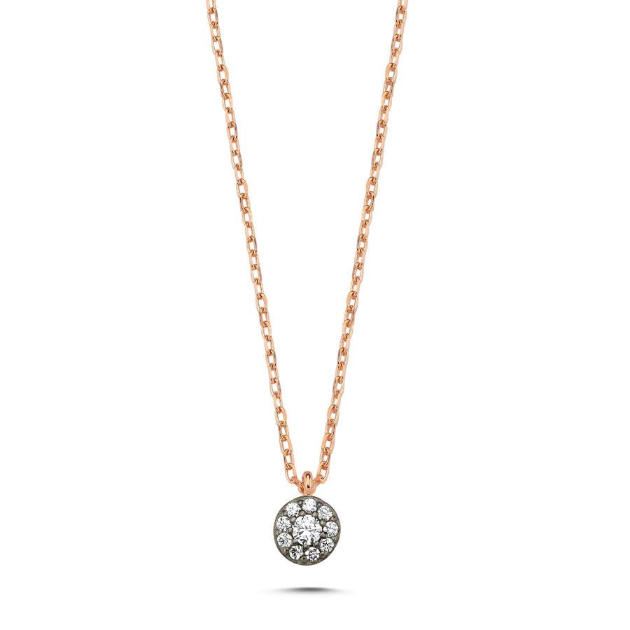 Minimal Elmas Montürlü Gümüş Kadın Kolye - CNG Jewels