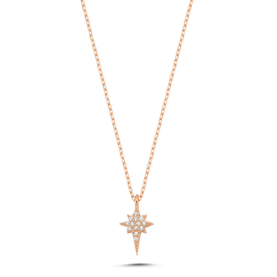 Minimal North Star Rose Silver Women's Necklace - CNG Jewels