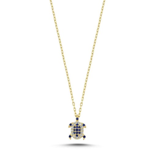 Minimal Blue Turtle Silver Women's Necklace - CNG Jewels