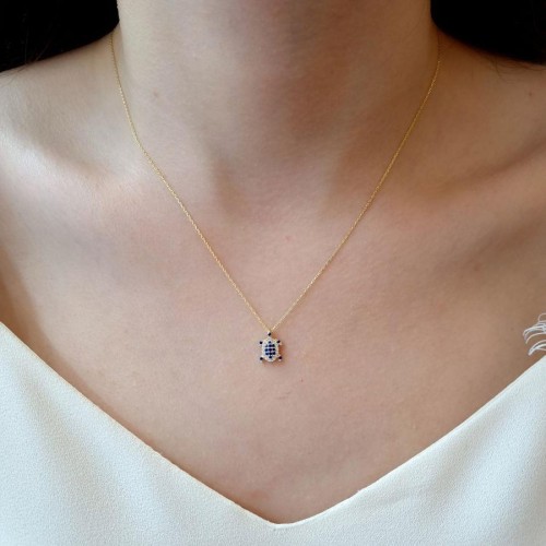Minimal Blue Turtle Silver Women's Necklace - CNG Jewels (1)