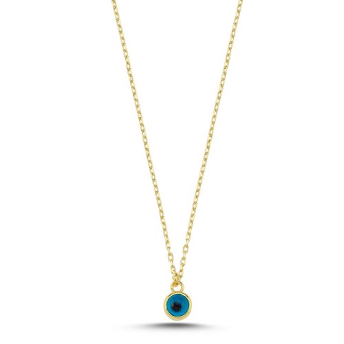 Minimal Evil Eye Bead Gold Women's Silver Necklace - CNG Jewels
