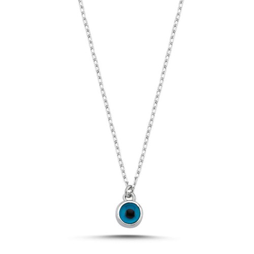 Minimal Nazar Boncuğu Kadın Gümüş Kolye - CNG Jewels