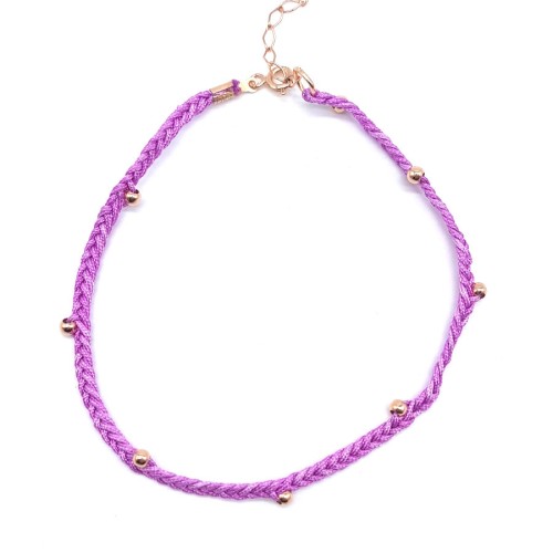 Mor Örgü İpli Toplu Gümüş Halhal - CNG Jewels (1)