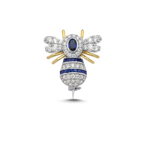 Mücevher Modeli Safir Arı Gümüş Broş - CNG Jewels