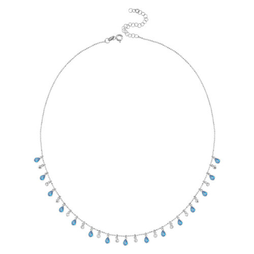 Multi Blue Damla Taşlı Gümüş Kolye - CNG Jewels