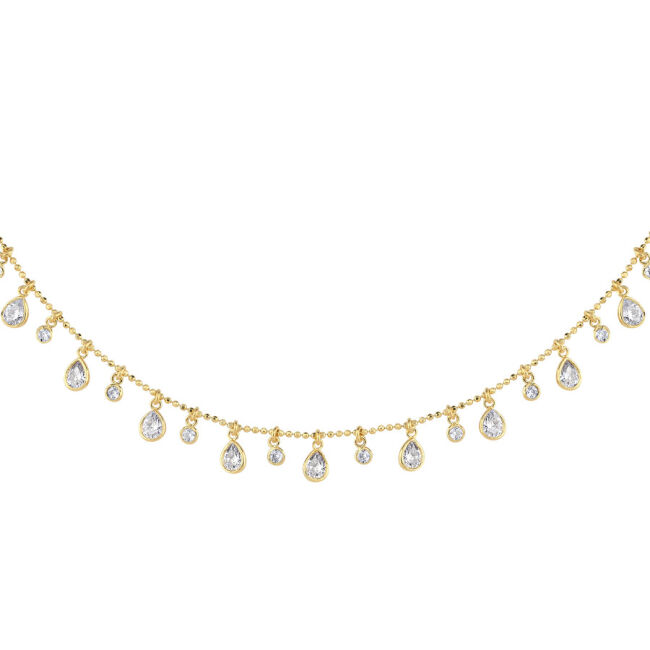 Multi Damla Taşlı Gold Gümüş Kolye - 2