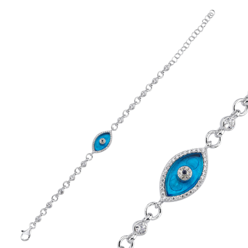 Murano Cam Badem Göz Gümüş Kadın Bileklik - CNG Jewels