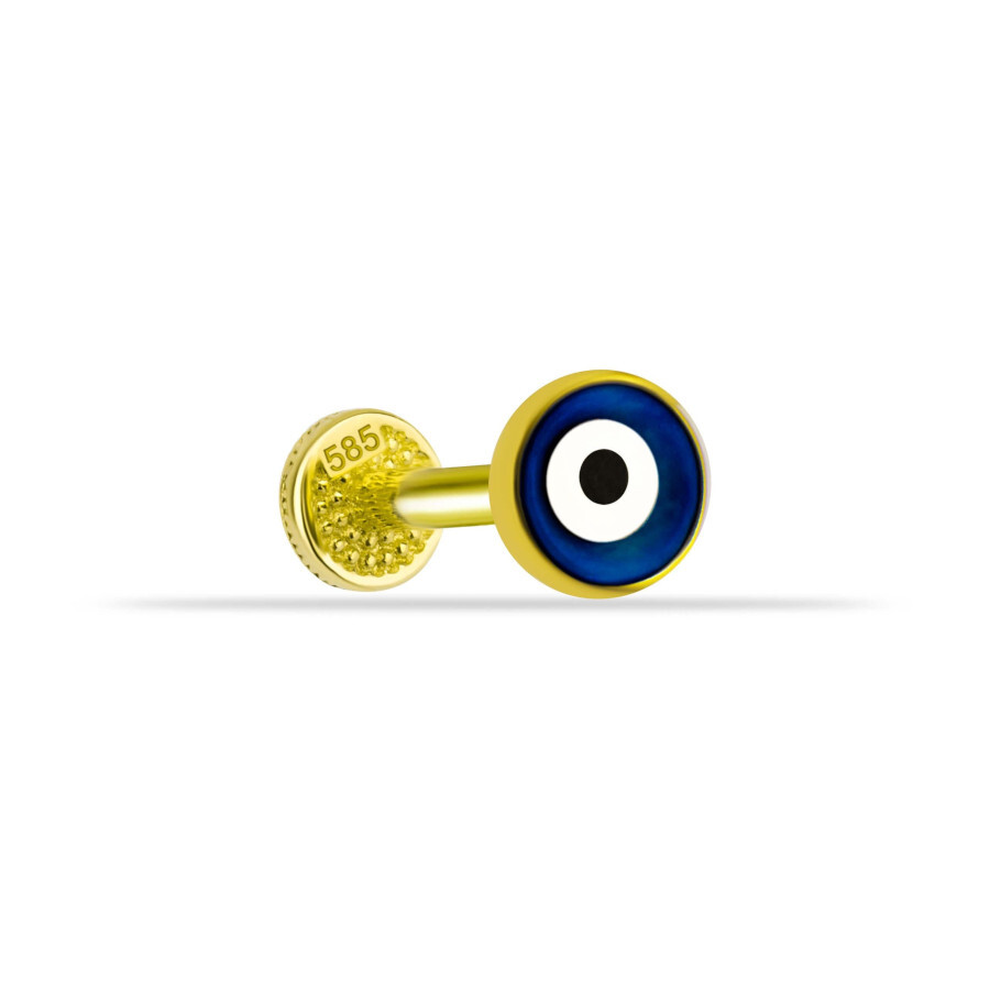 Evil Eye Bead Gold Tragus Piercing - CNG Jewels