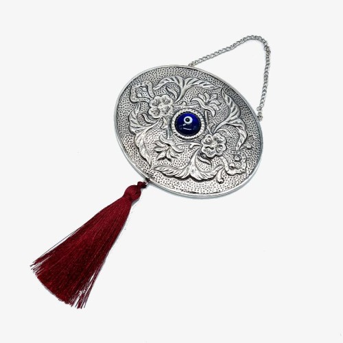 Nazar Boncuklu Büyük Boy Gümüş Duvar Aynası - CNG Jewels