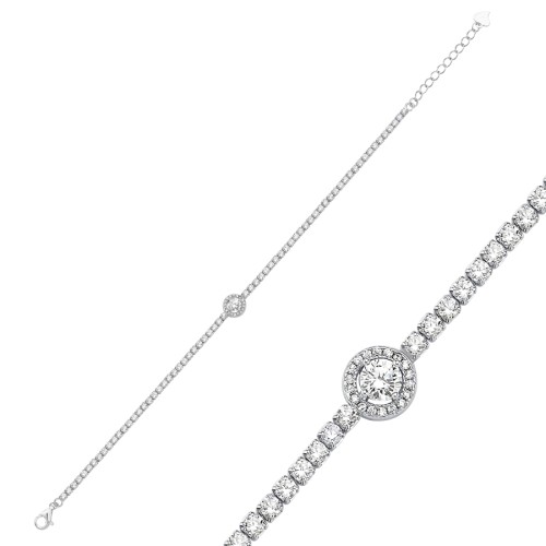Ortası Tektaş 2mm Su Yolu Gümüş Bileklik - CNG Jewels