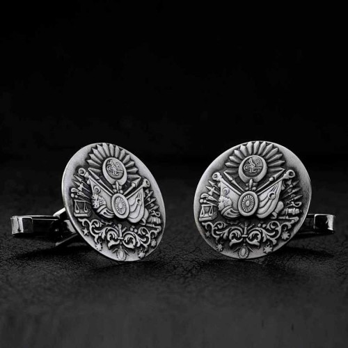 Osmanlı Devlet Armalı Gümüş Kol Düğmesi - CNG Jewels