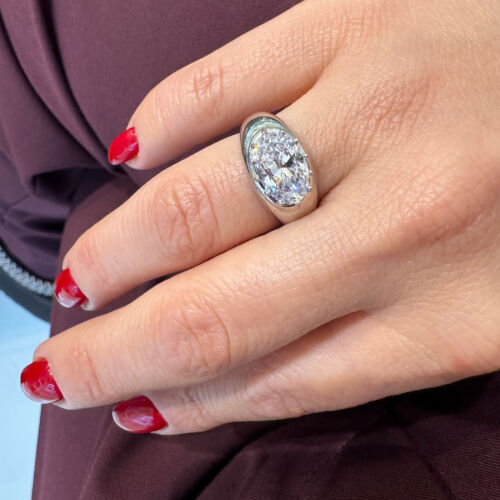 Oval Solitaire Women's Silver Ring - CNG Jewels (1)