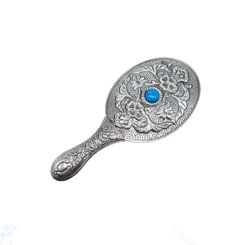 Oval Turkuaz Taşlı Gümüş El Aynası No 1 - CNG Jewels