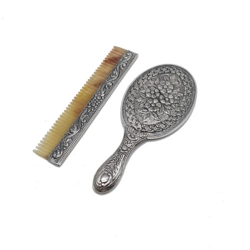 Papatya Desenli El Aynası Tarak İkili Gümüş Set No 2 - CNG Jewels