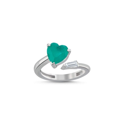 Parabia Heart Stone Silver Women's Ring - CNG Jewels