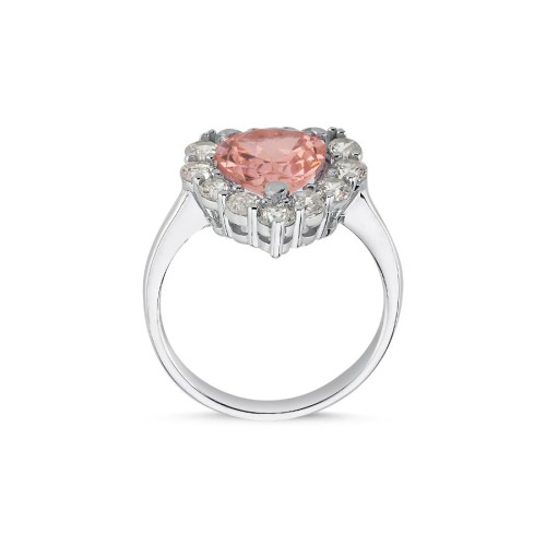 Pink Stone Heart Women's Silver Ring - CNG Jewels (1)