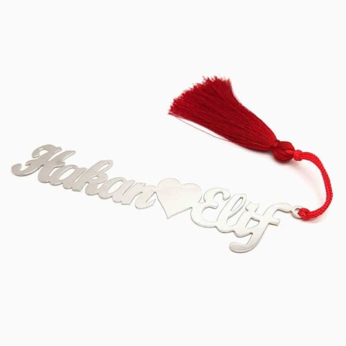 Personalized Two Name Heart Shaped Silver Bookmark - CNG Jewels (1)