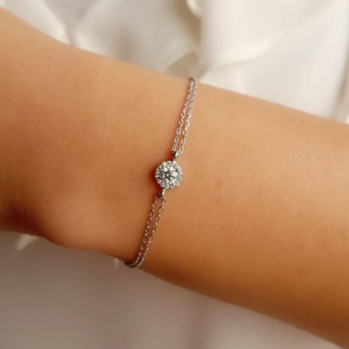 Pırlanta Modeli Küçük Anturaj Gümüş Kadın Bileklik - CNG Jewels