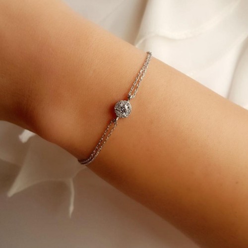 Pırlanta Modeli Küçük Anturaj Gümüş Kadın Bileklik - CNG Jewels (1)